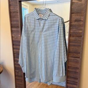 Charles Tyrwhitt Blue and White Plaid Shirt